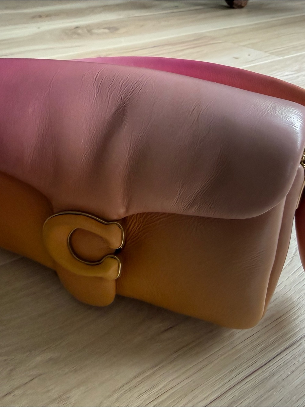 Coach Pink & Peach Gradient Leather hand Bag - Picture 3 of 6